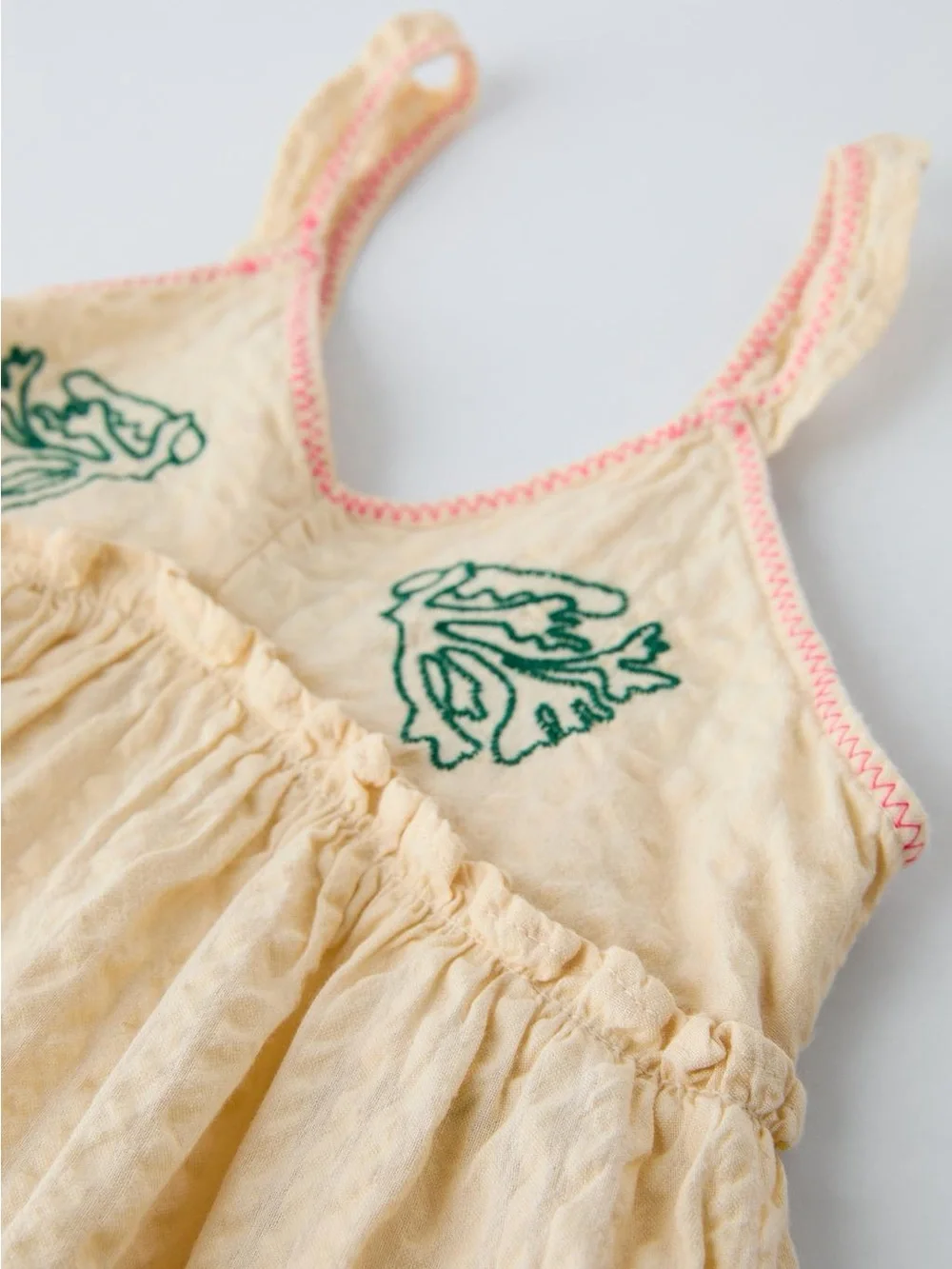 ZARA Girls Embroidered Floral Butterfly Coral Reef Dress Summer Vacation Beach 9